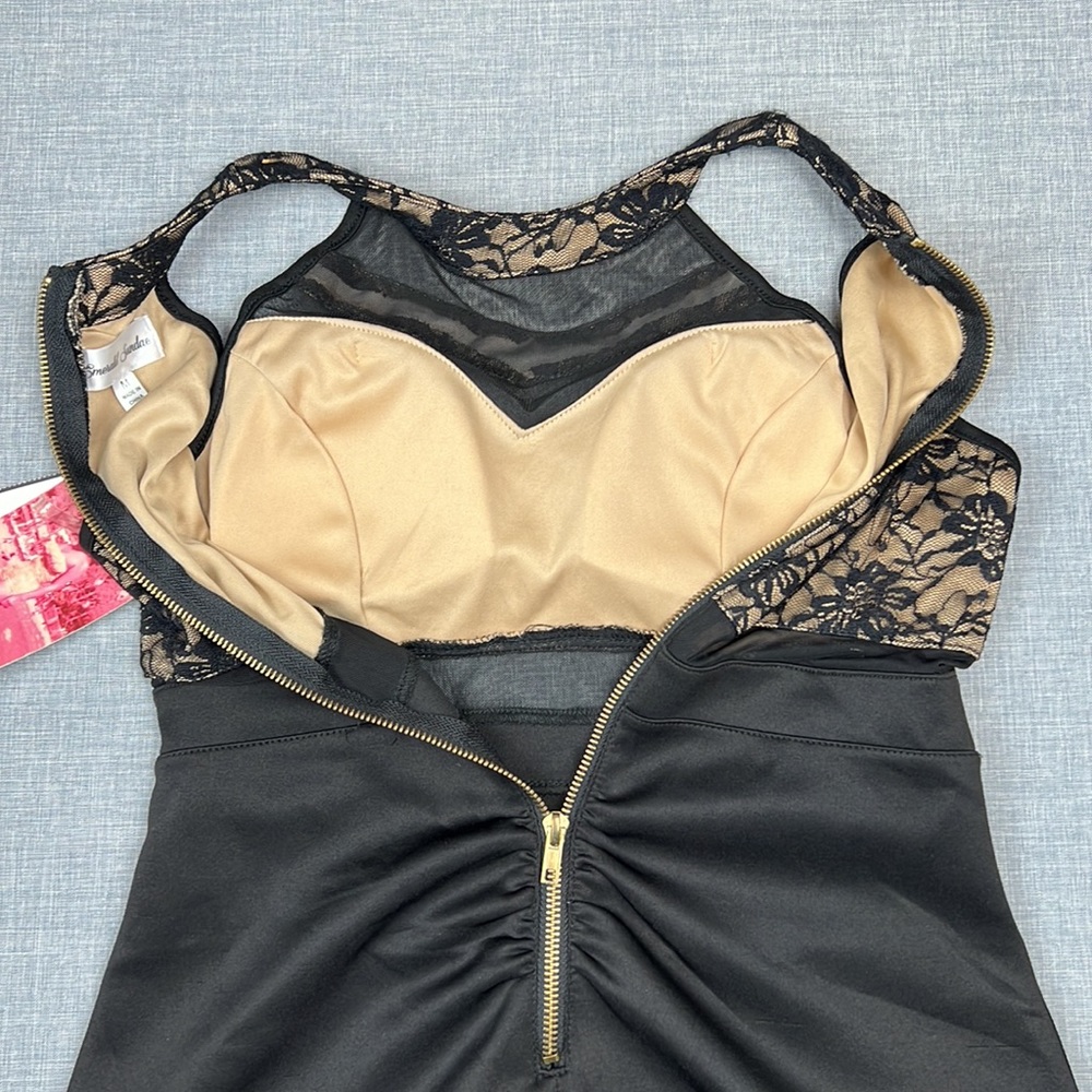 Black & Nude Lace Illusion Bodycon Dress Juniors Size Medium Prom Homecoming - Picture 8 of 9